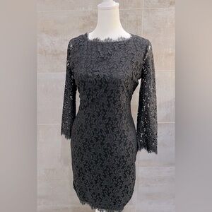 [Never Worn / Classic] Diane Von Furstenberg Black Floral Lace Bodycon Dress XS